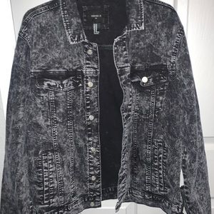 Black distressed denim jacket